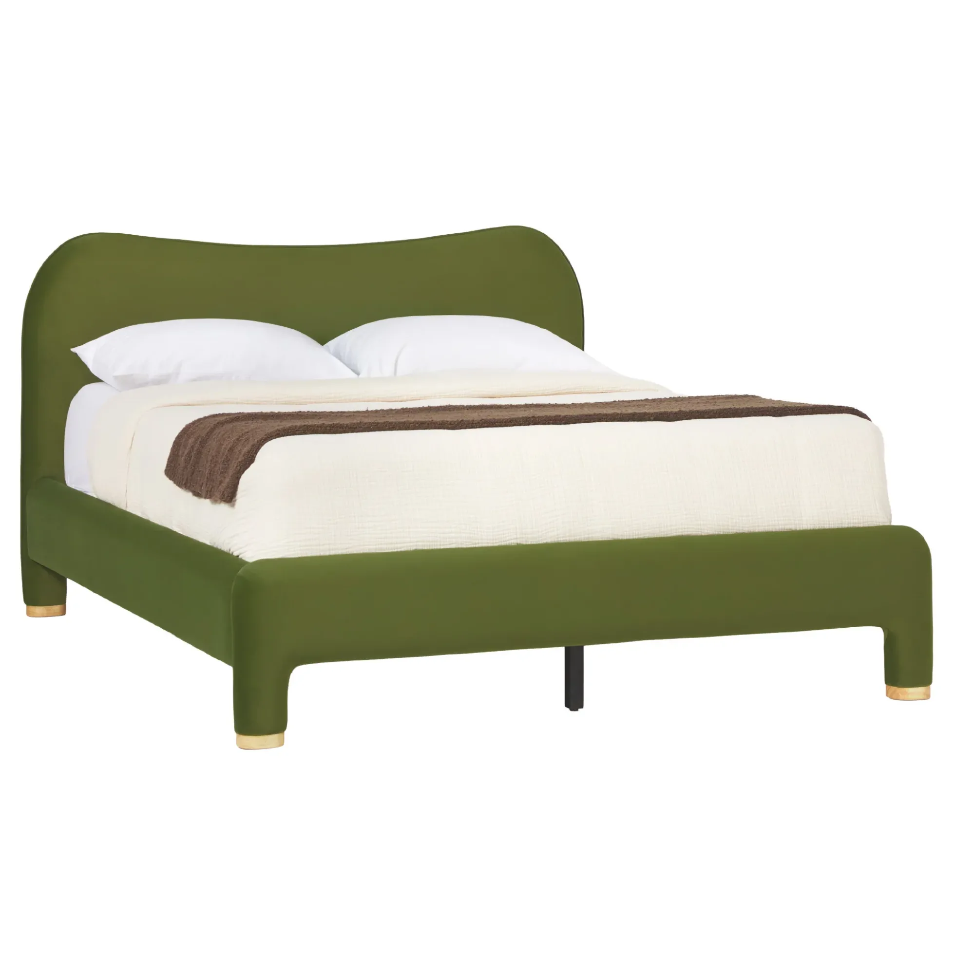 Chantelle Modern Curved Velvet Upholstered Bedframe