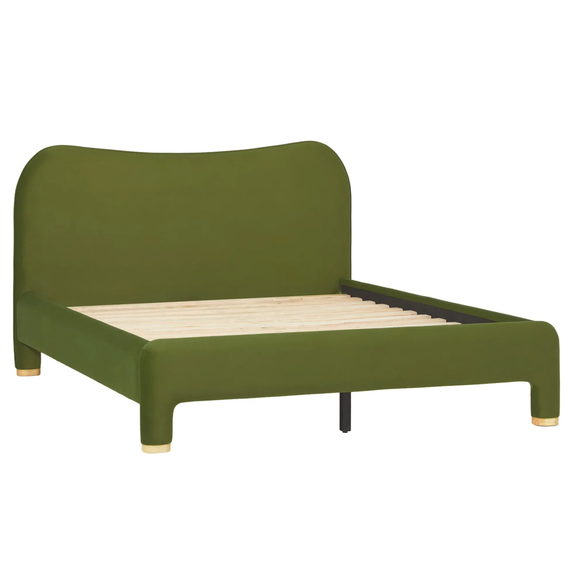Chantelle Modern Curved Velvet Upholstered Bedframe