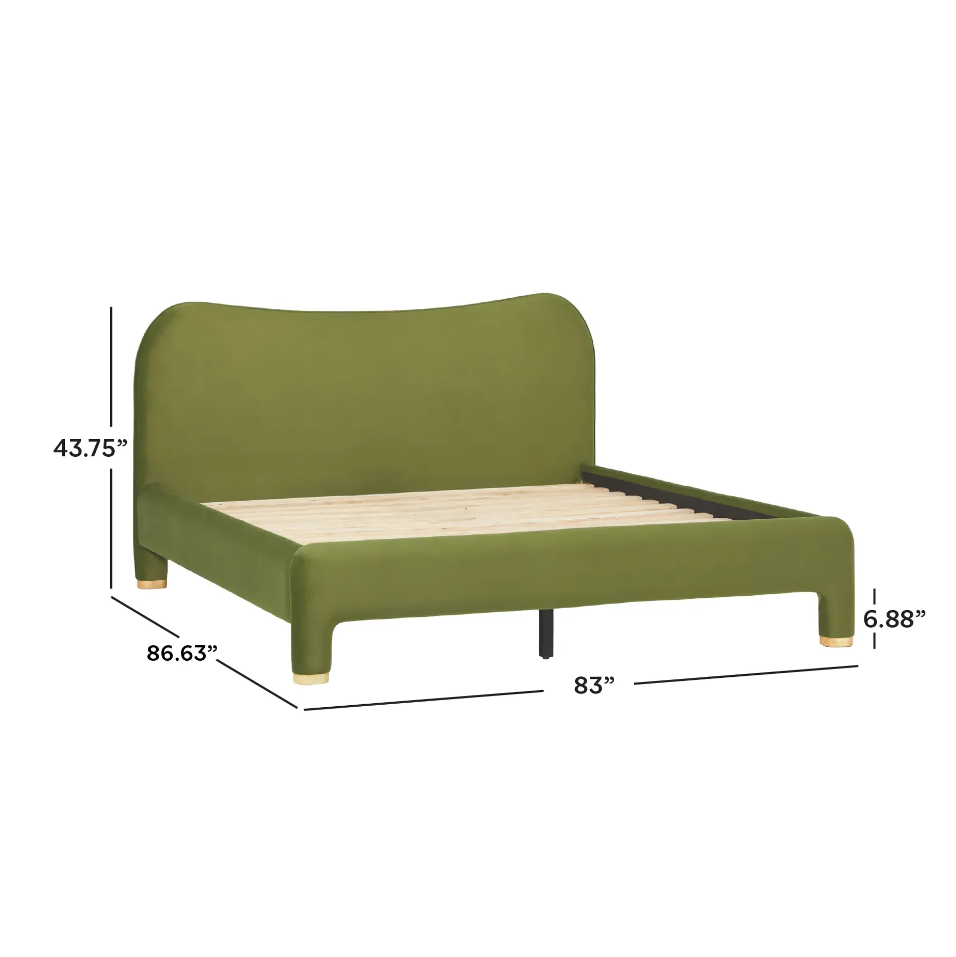 Chantelle Modern Curved Velvet Upholstered Bedframe