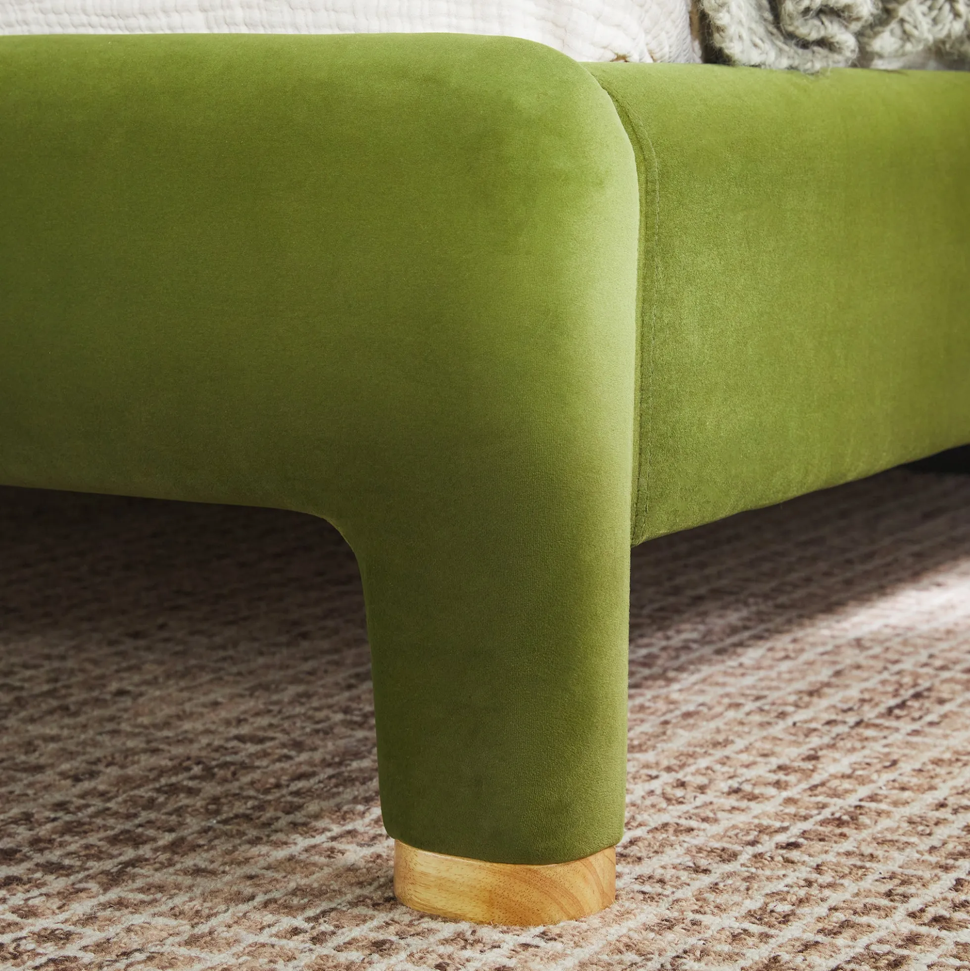 Chantelle Modern Curved Velvet Upholstered Bedframe