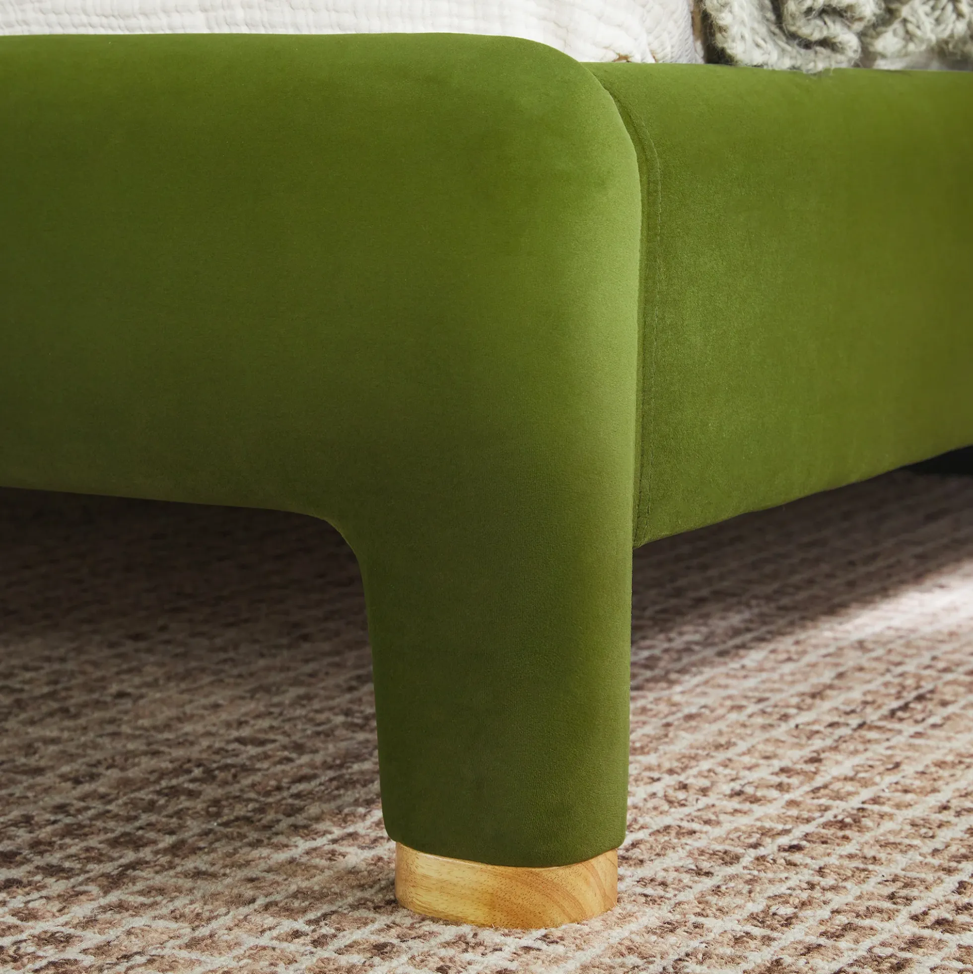 Chantelle Modern Curved Velvet Upholstered Bedframe