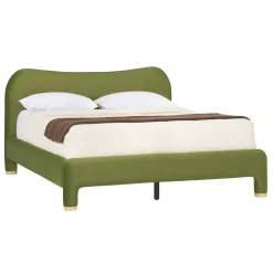 Chantelle Modern Curved Velvet Upholstered Bedframe