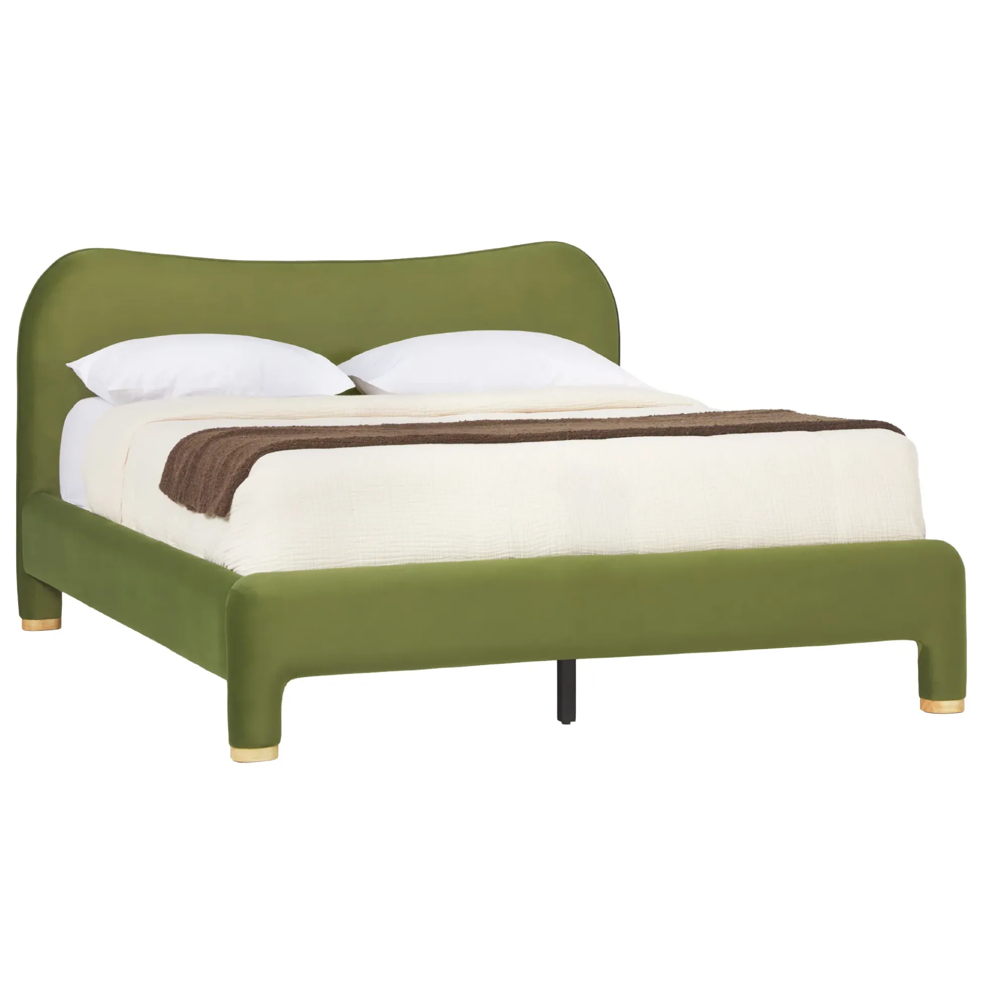 Chantelle Modern Curved Velvet Upholstered Bedframe