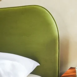 Chantelle Modern Curved Velvet Upholstered Bedframe