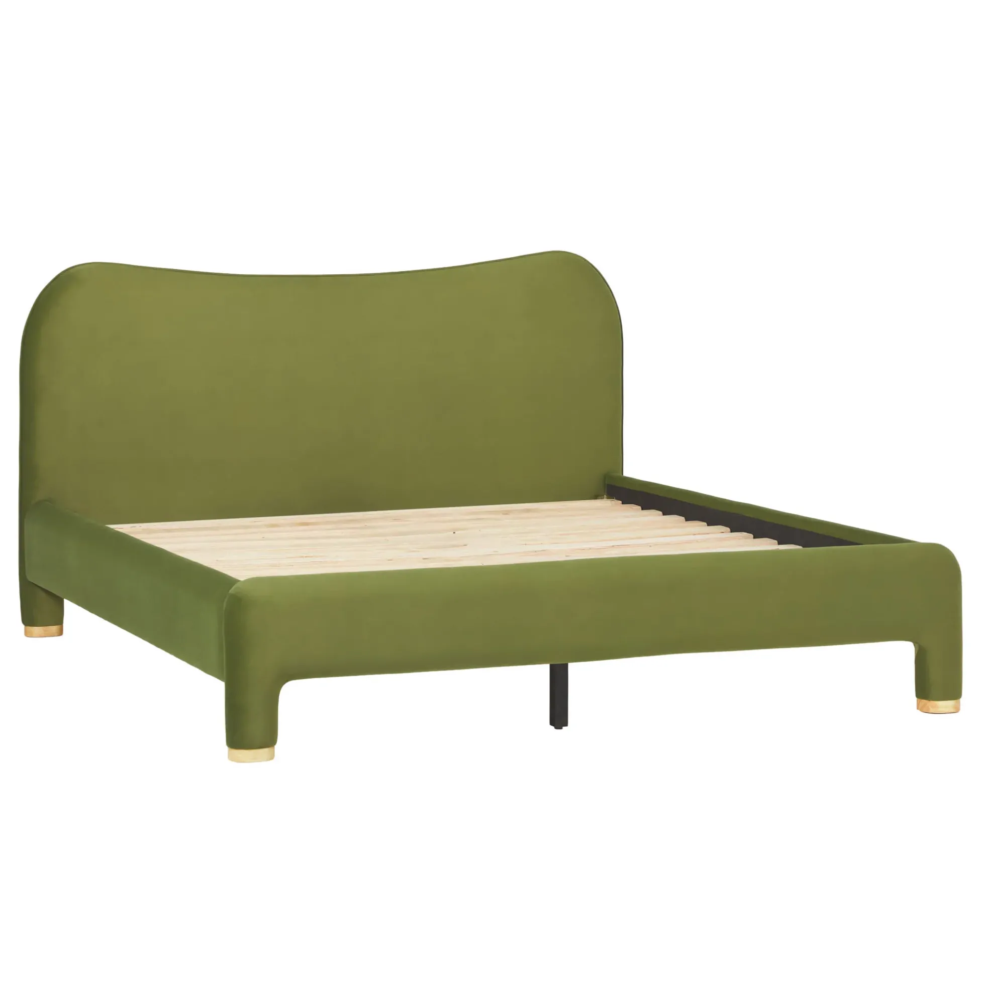 Chantelle Modern Curved Velvet Upholstered Bedframe
