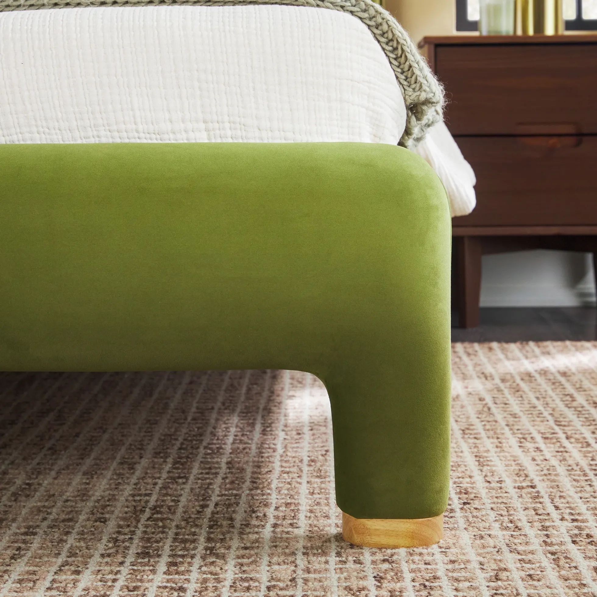 Chantelle Modern Curved Velvet Upholstered Bedframe