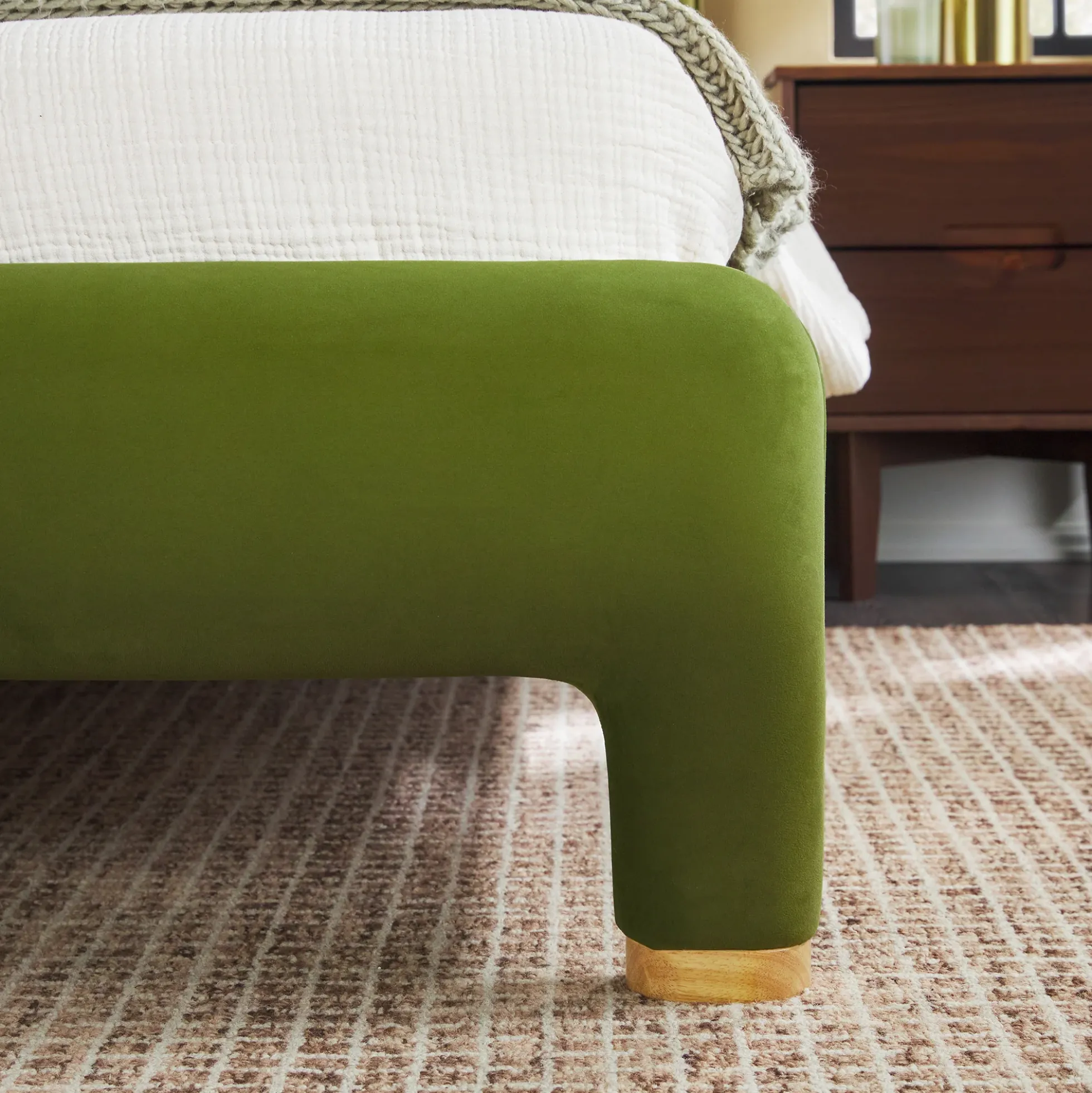Chantelle Modern Curved Velvet Upholstered Bedframe