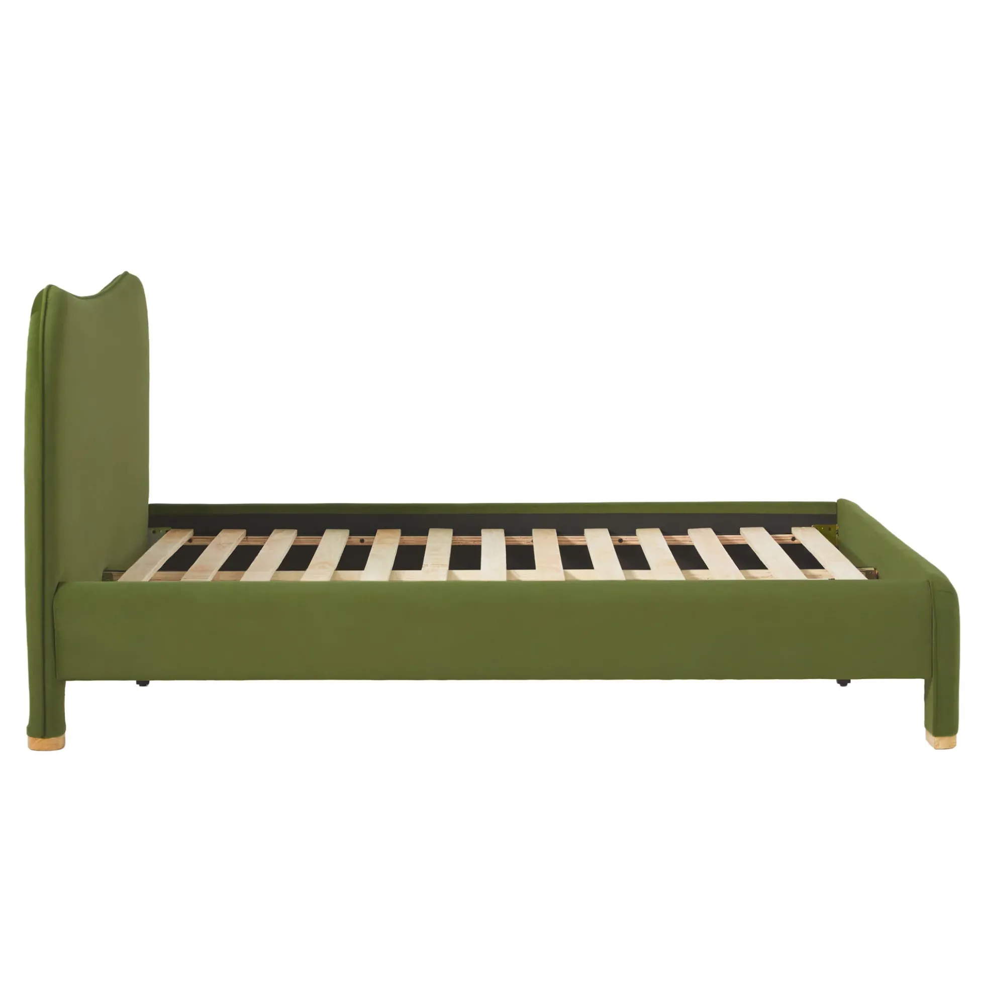 Chantelle Modern Curved Velvet Upholstered Bedframe