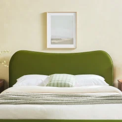 Chantelle Modern Curved Velvet Upholstered Bedframe