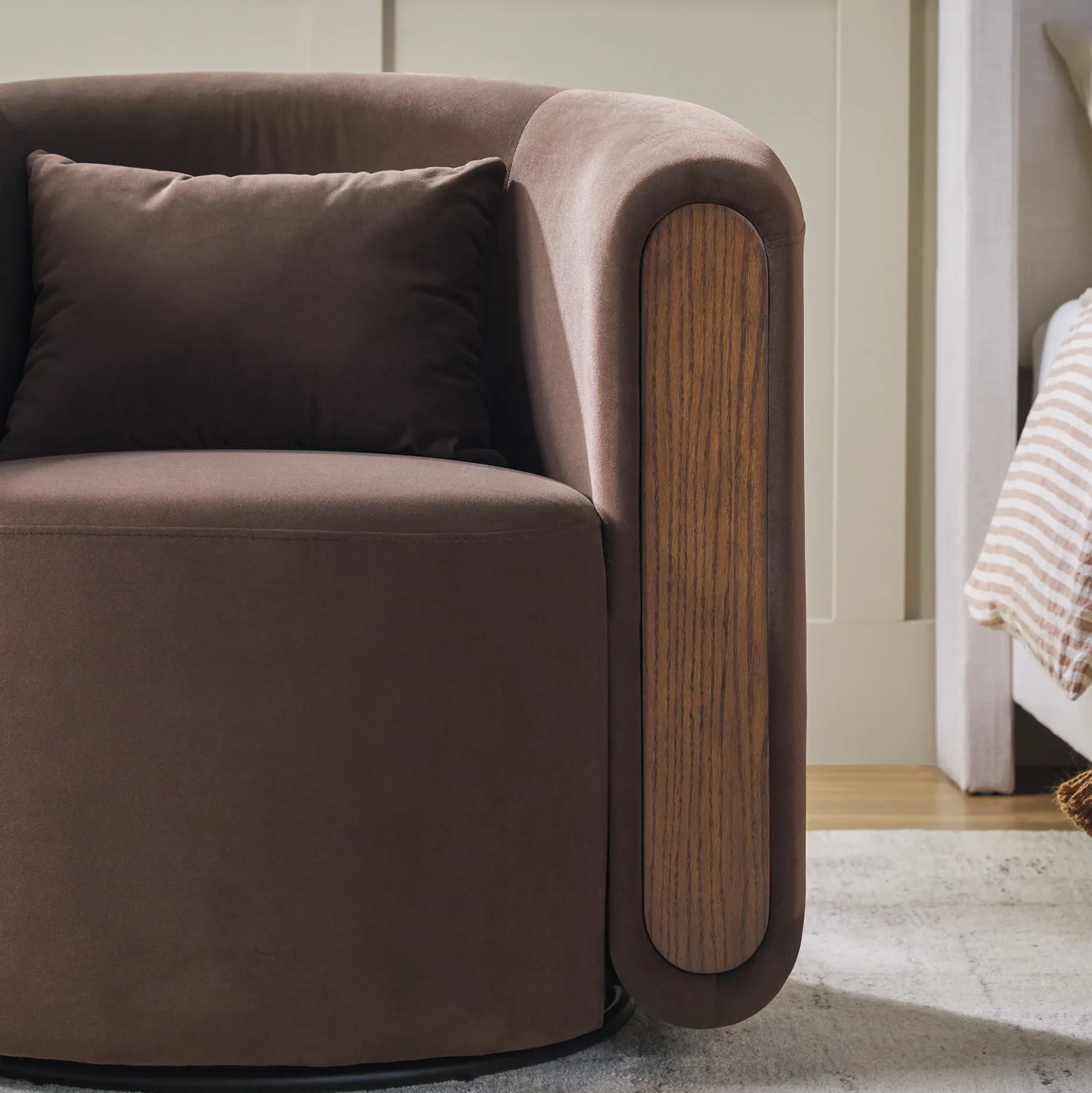 Chantelle Modern Upholstered Swivel Barrel Accent Chair