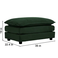 Chenille Green Ottoman