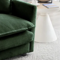 Chenille Green Ottoman