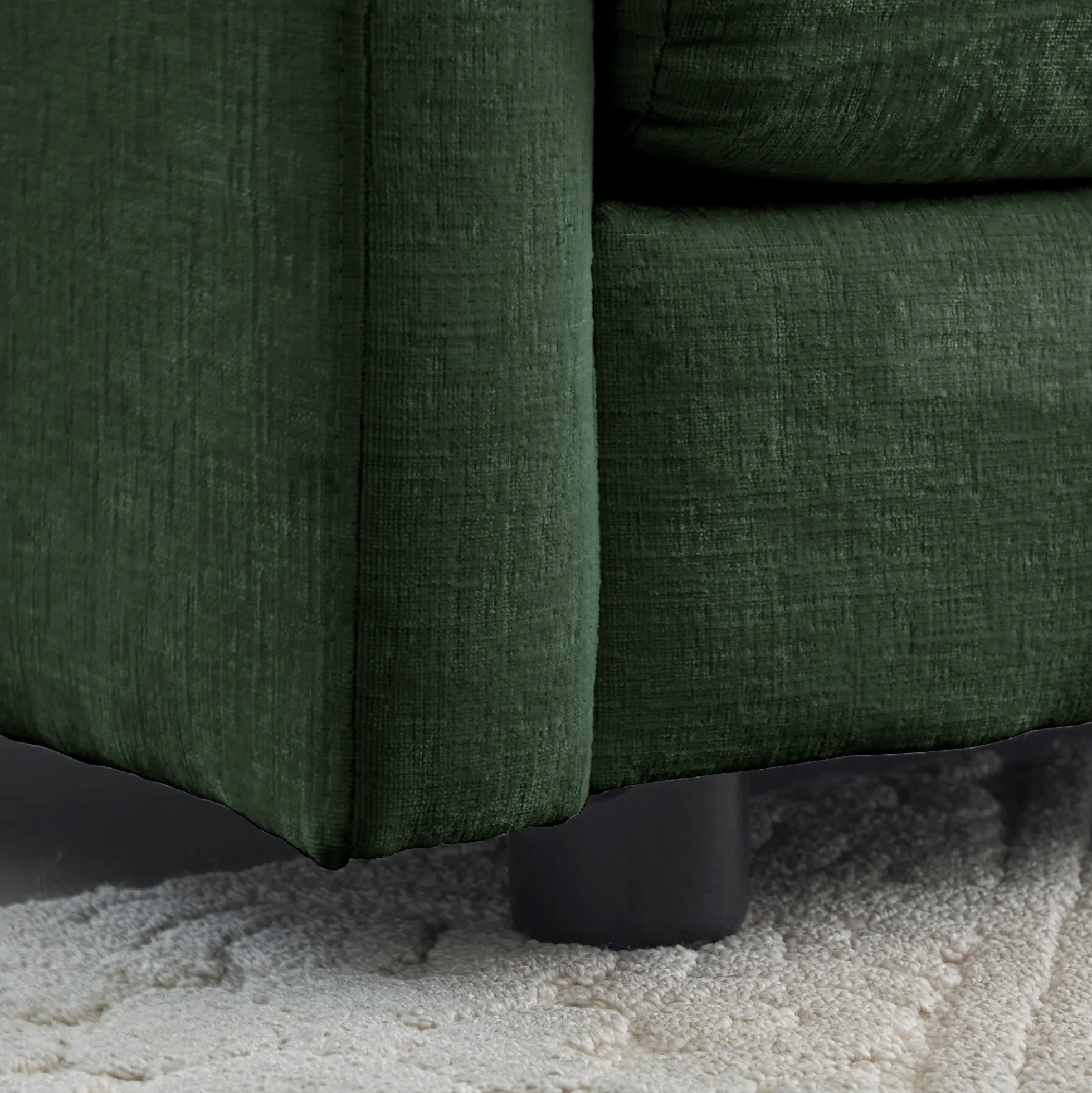 Chenille Green Ottoman