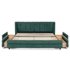 Chenille Upholstered Queen Size Upholstered Bedframe with Drawers