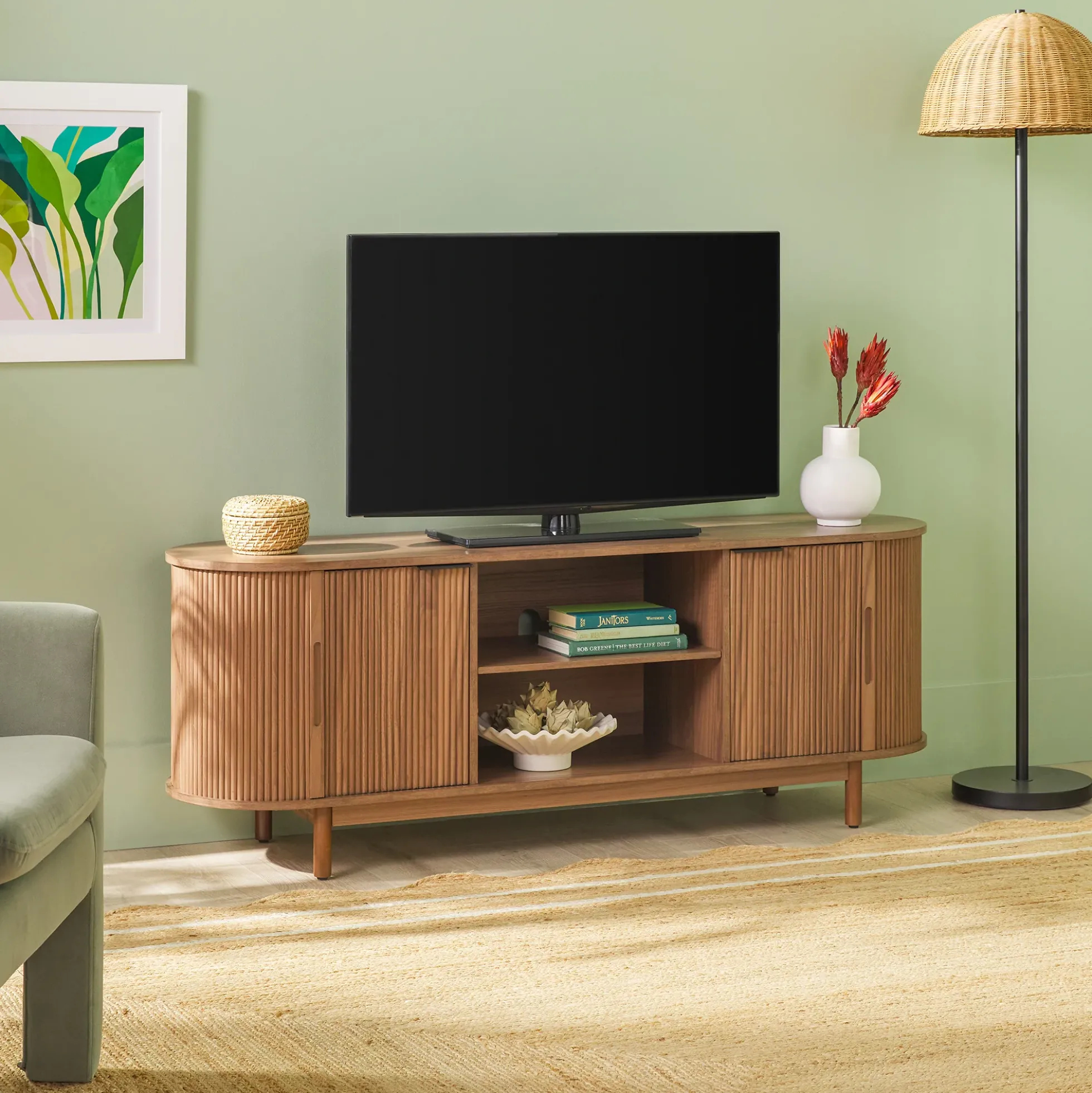 Chloe Modern Reeded TV Stand