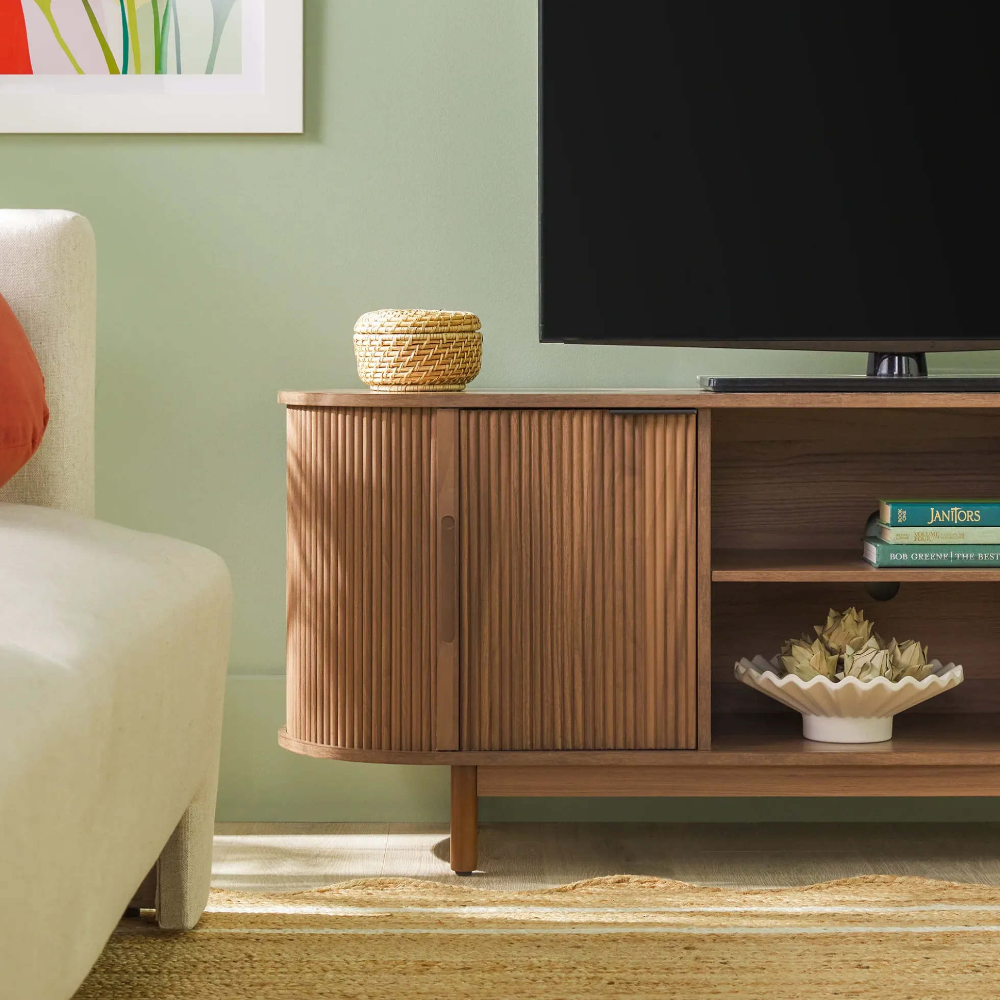 Chloe Modern Reeded TV Stand
