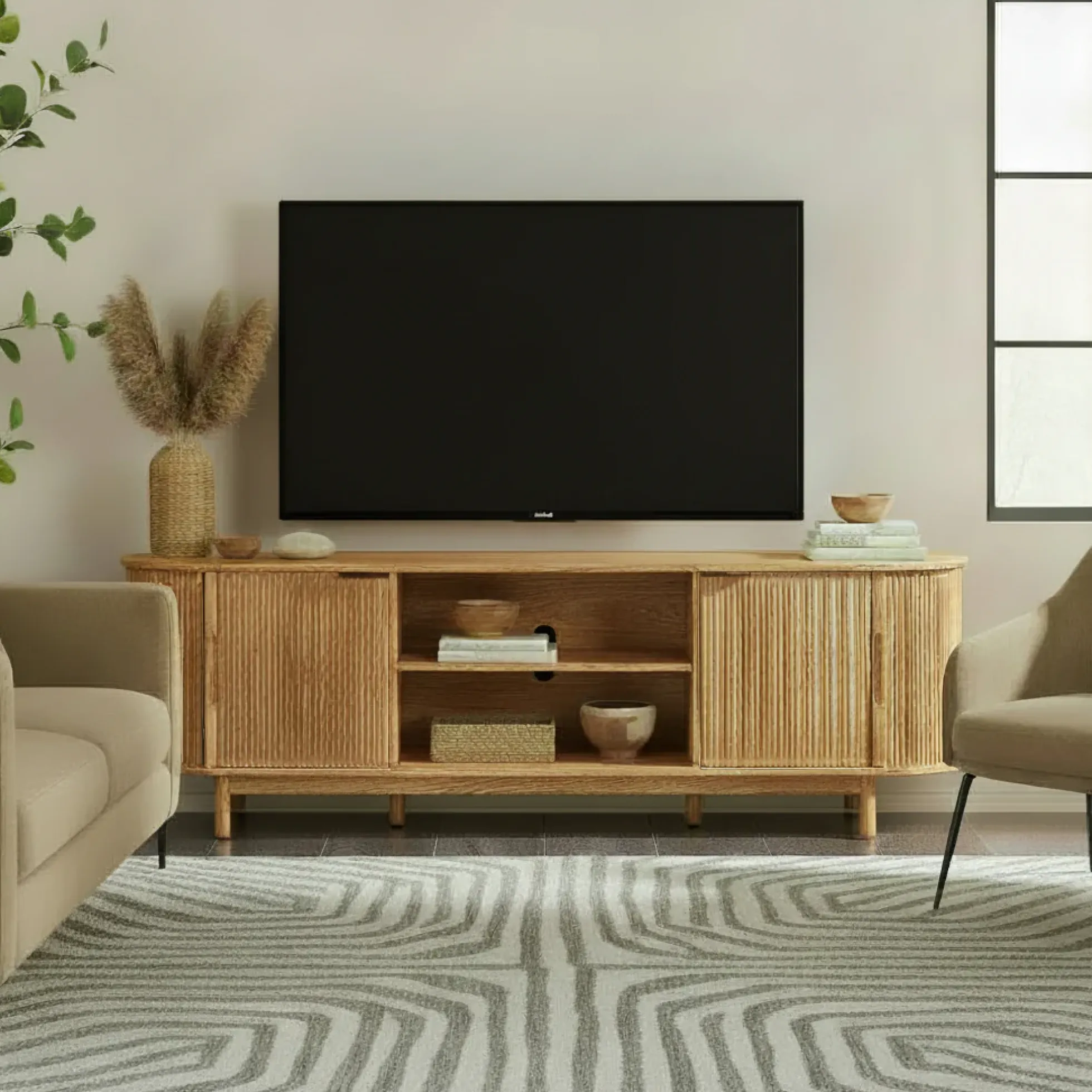 Chloe Modern Reeded TV Stand