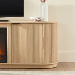 Chloe Modern Scandinavian Reeded Fireplace TV Stand in 2 Sizes