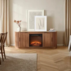 Chloe Modern Scandinavian Reeded Fireplace TV Stand in 2 Sizes