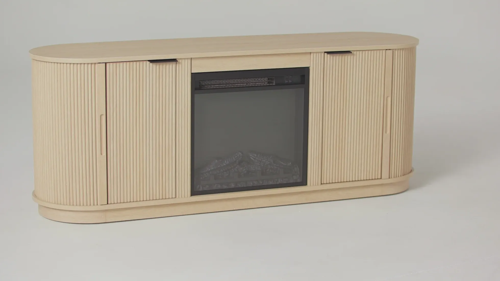 Chloe Modern Scandinavian Reeded Fireplace TV Stand in 2 Sizes