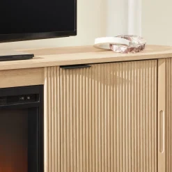 Chloe Modern Scandinavian Reeded Fireplace TV Stand in 2 Sizes