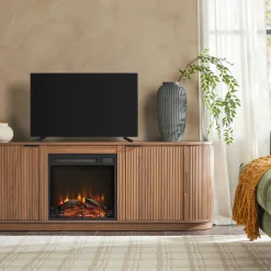 Chloe Modern Scandinavian Reeded Fireplace TV Stand in 2 Sizes