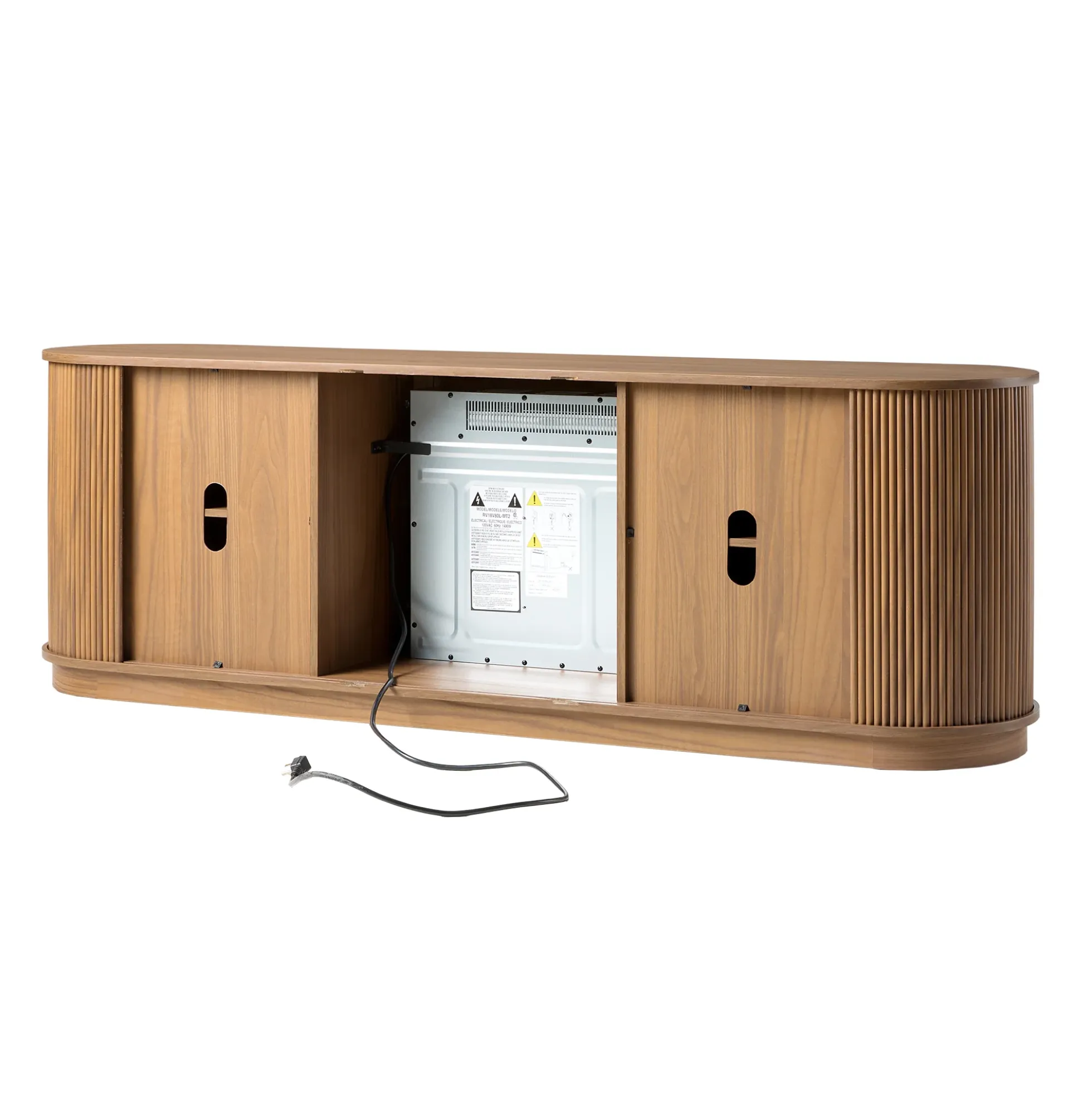 Chloe Modern Scandinavian Reeded Fireplace TV Stand in 2 Sizes