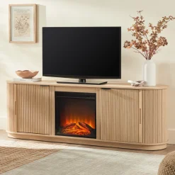 Chloe Modern Scandinavian Reeded Fireplace TV Stand in 2 Sizes