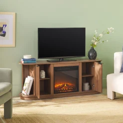 Chloe Modern Scandinavian Reeded Fireplace TV Stand in 2 Sizes