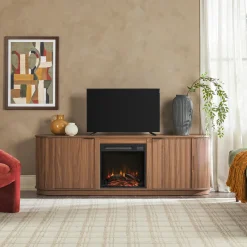 Chloe Modern Scandinavian Reeded Fireplace TV Stand in 2 Sizes