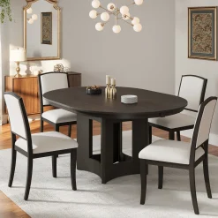 Classic Modern Extendable Round Dining Table Set for 4