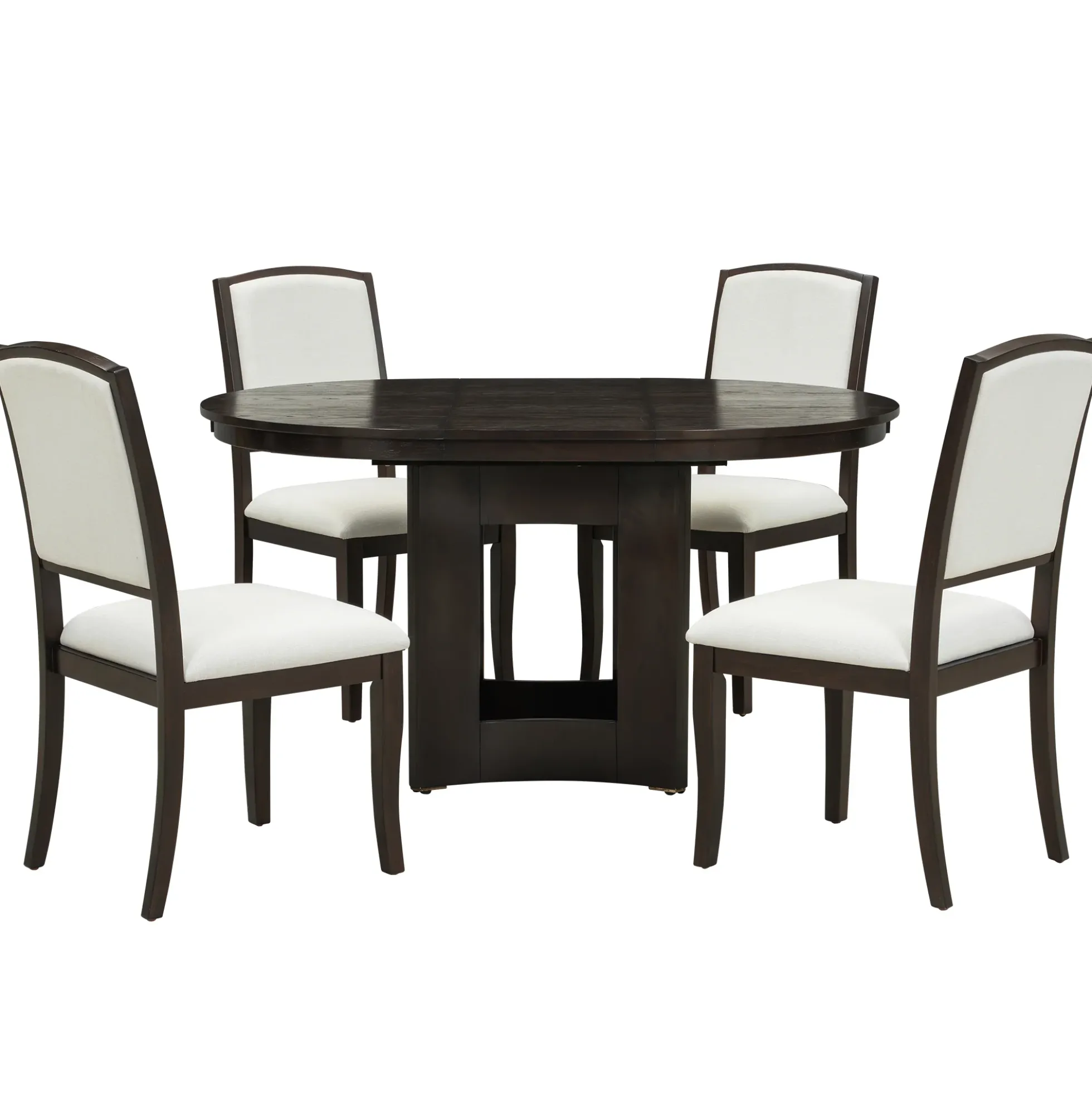 Classic Modern Extendable Round Dining Table Set for 4