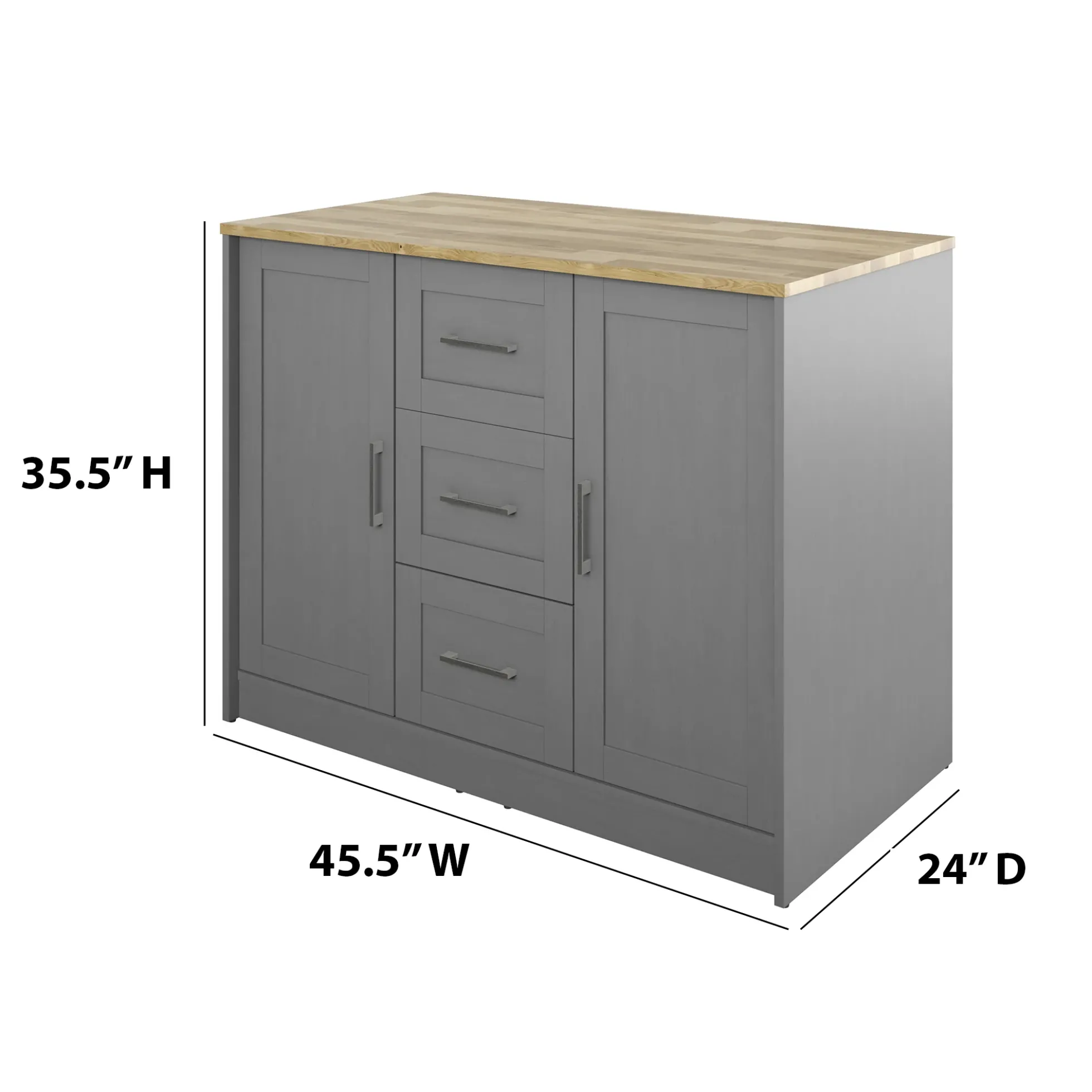 Classic Modern Kitchen Island with Butcher Block Top