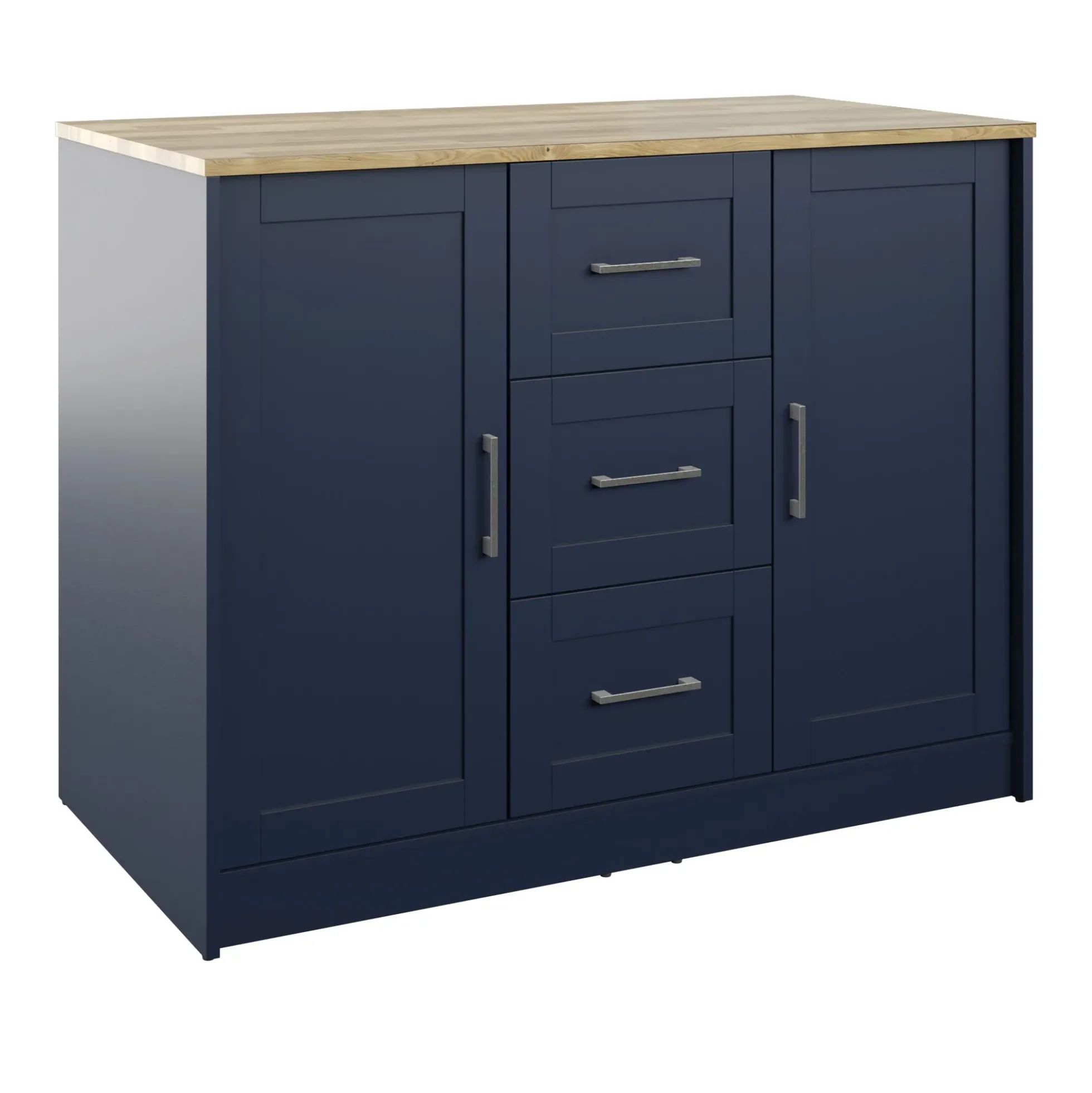 Classic Modern Kitchen Island with Butcher Block Top