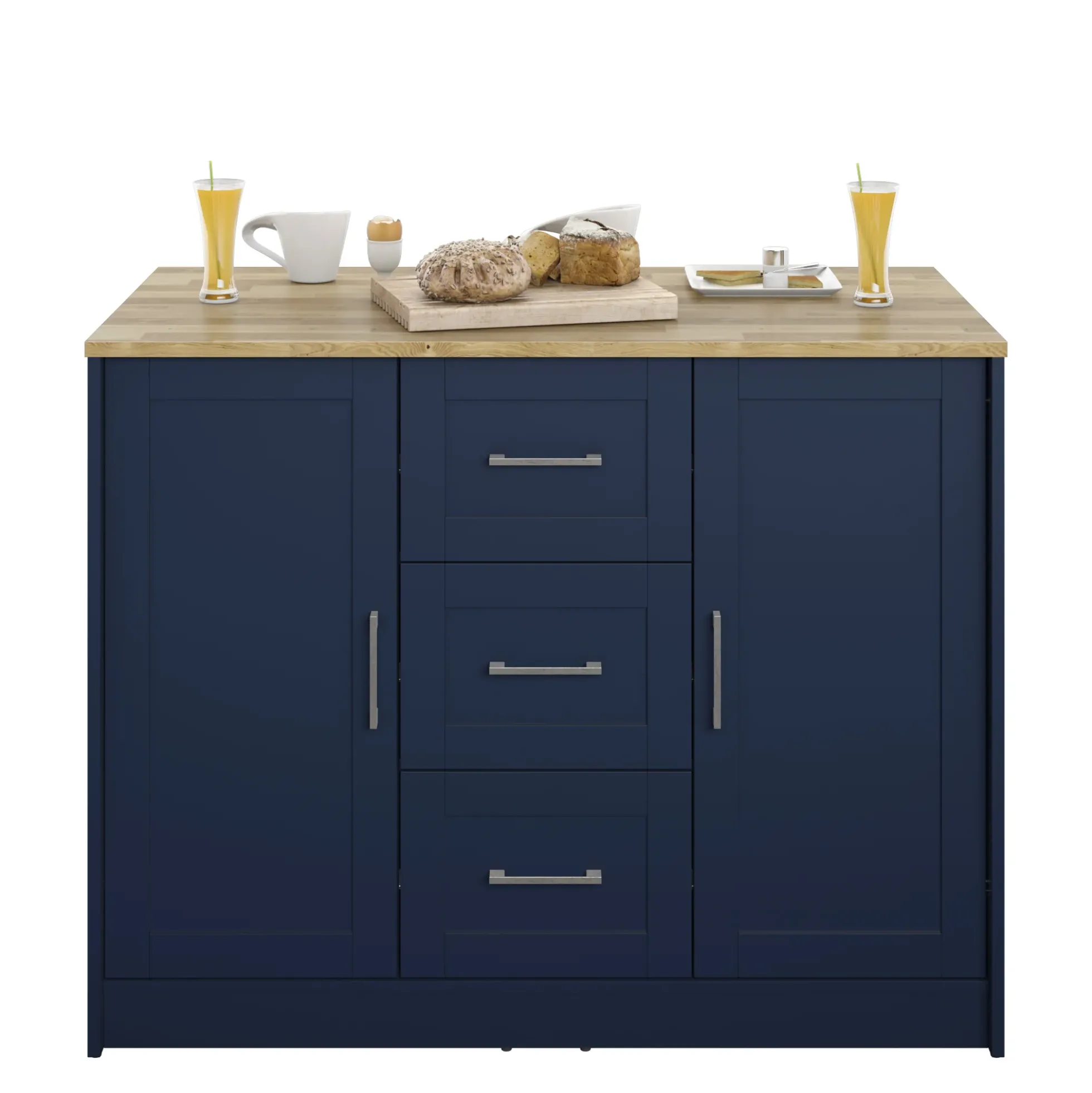 Classic Modern Kitchen Island with Butcher Block Top