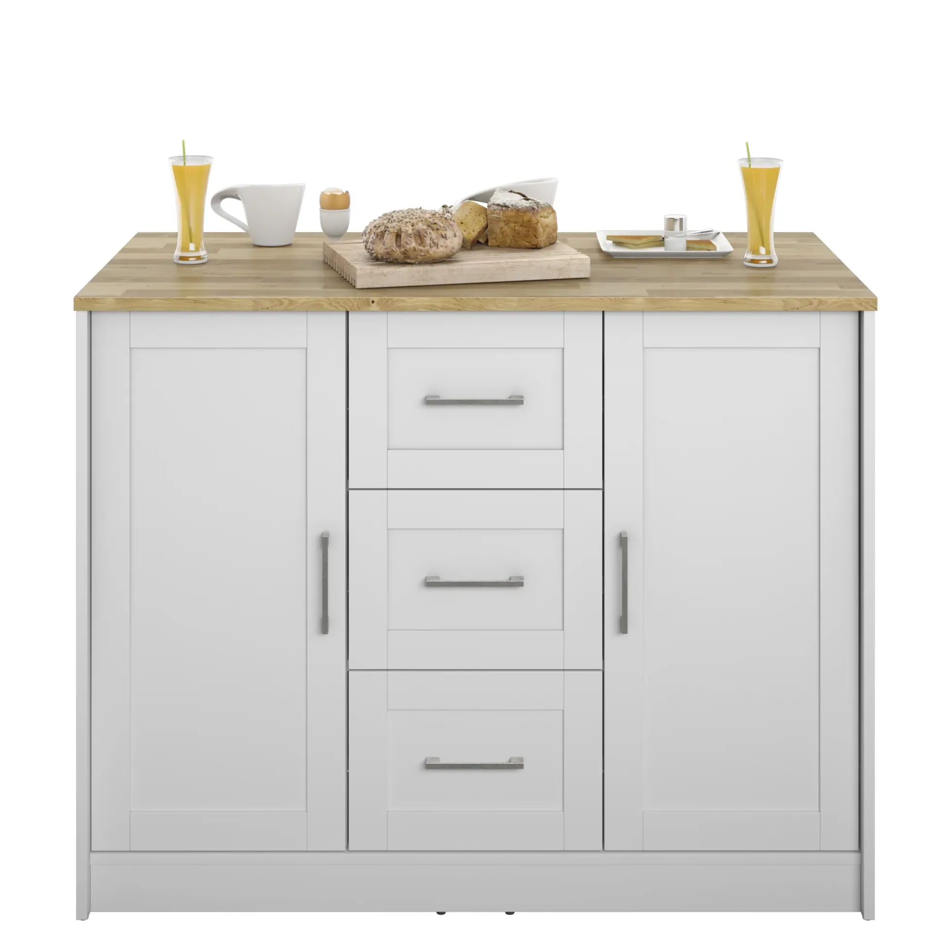 Classic Modern Kitchen Island with Butcher Block Top