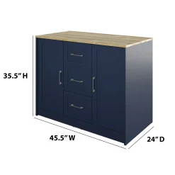 Classic Modern Kitchen Island with Butcher Block Top