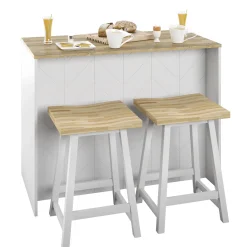 Classic Modern Kitchen Island with Butcher Block Top