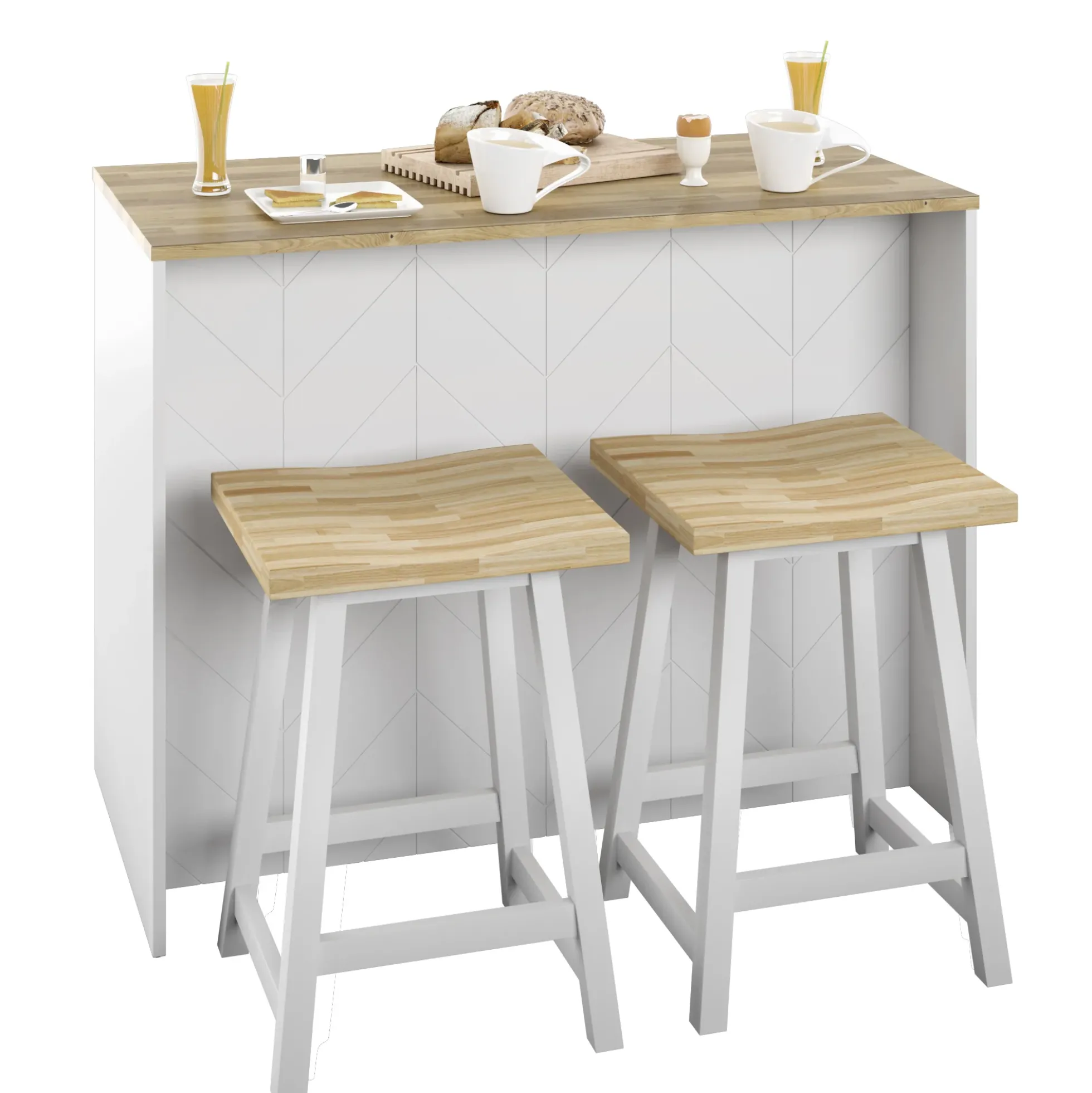 Classic Modern Kitchen Island with Butcher Block Top