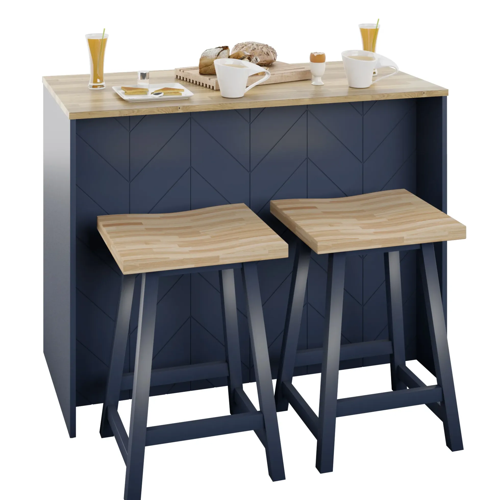 Classic Modern Kitchen Island with Butcher Block Top