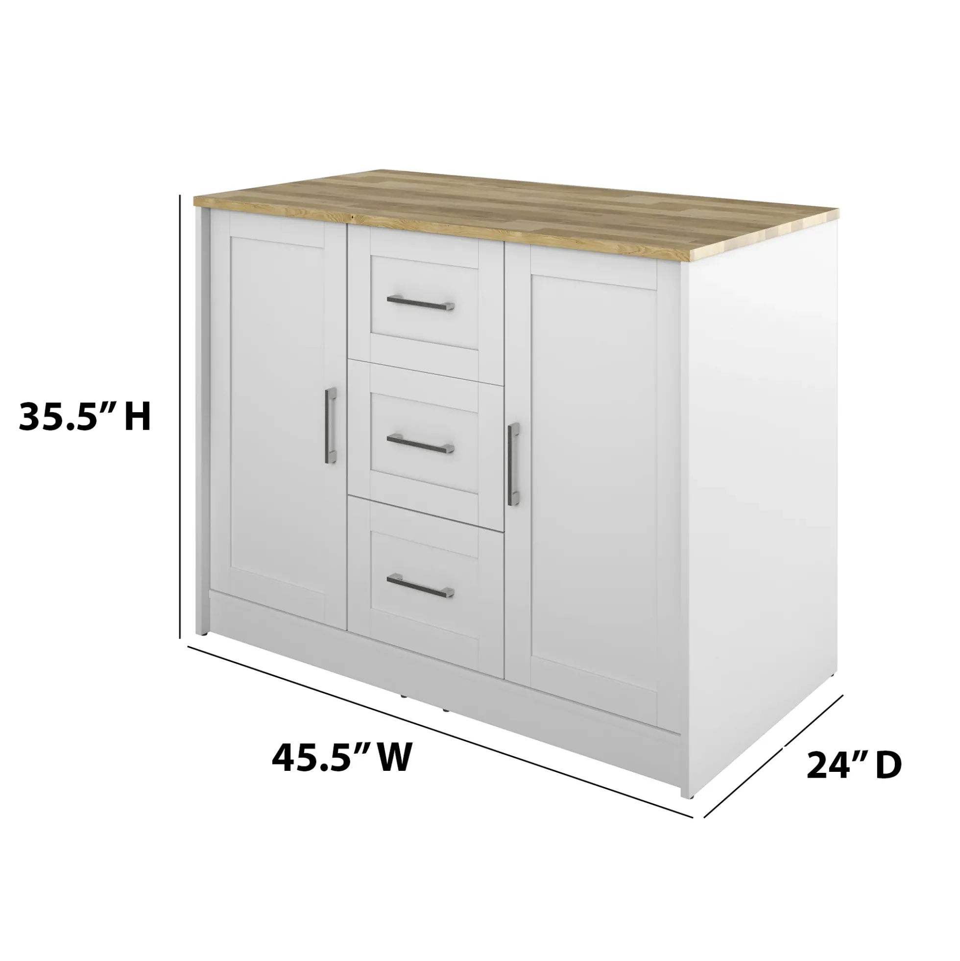 Classic Modern Kitchen Island with Butcher Block Top