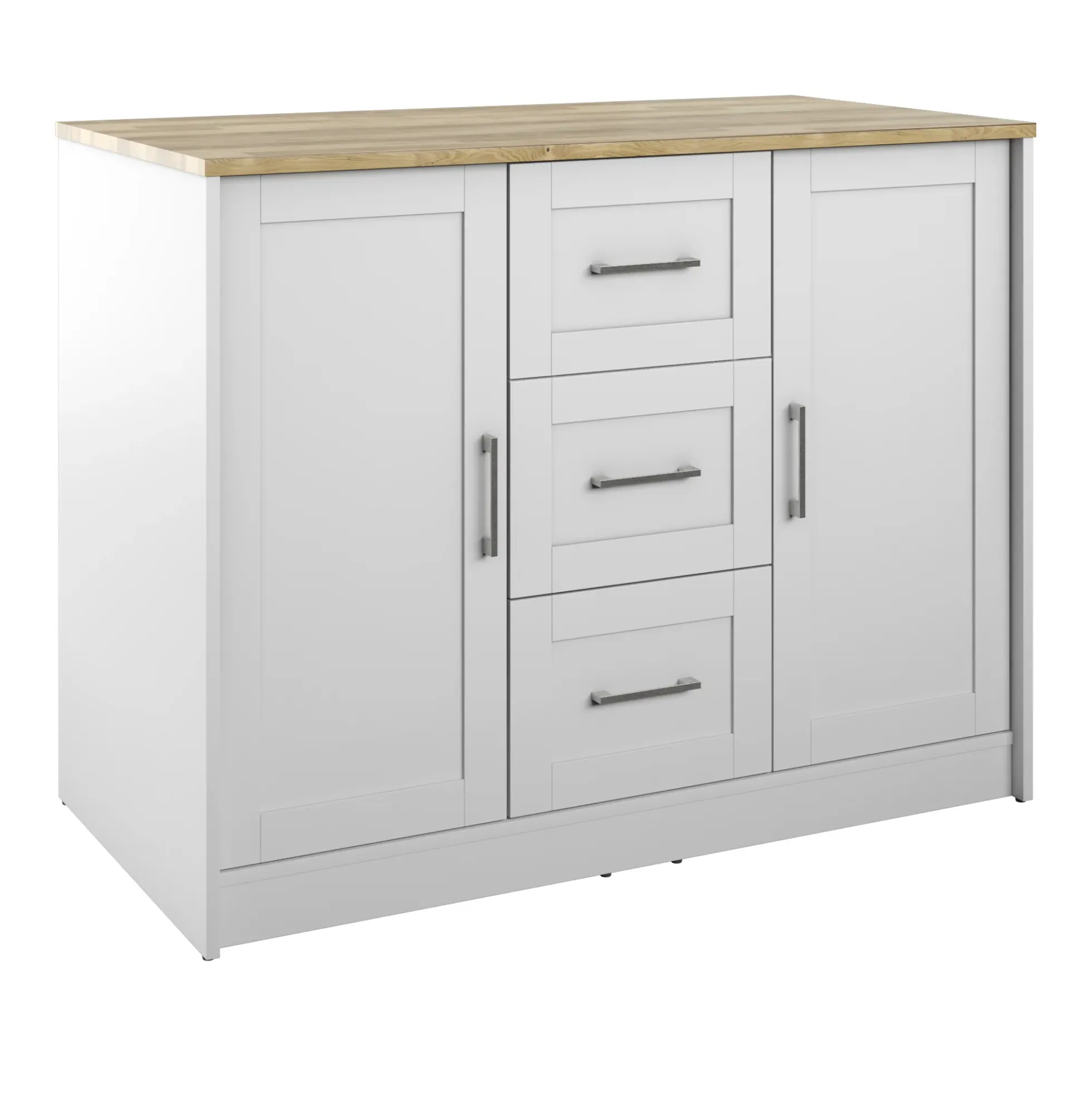 Classic Modern Kitchen Island with Butcher Block Top