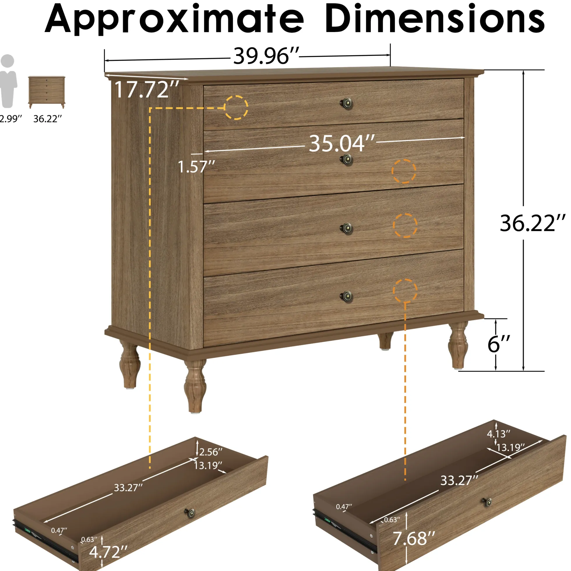 Classic Modern Wide 4-Drawer Chest Dresser