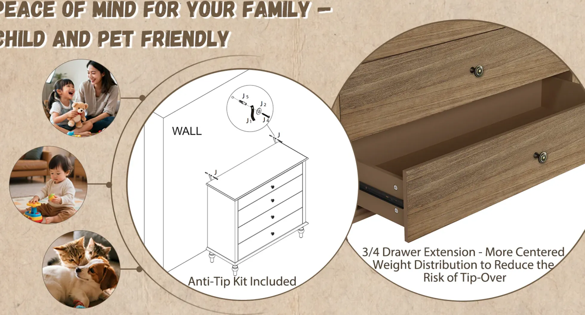 Classic Modern Wide 4-Drawer Chest Dresser