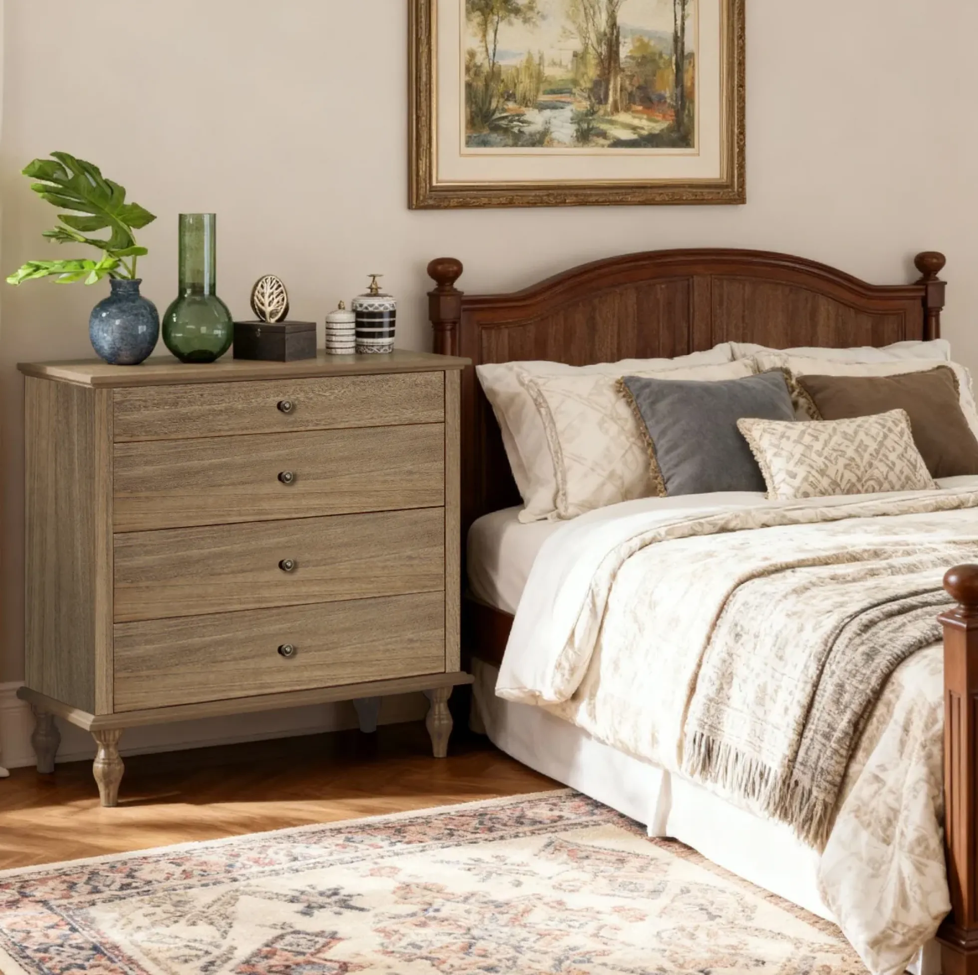 Classic Modern Wide 4-Drawer Chest Dresser