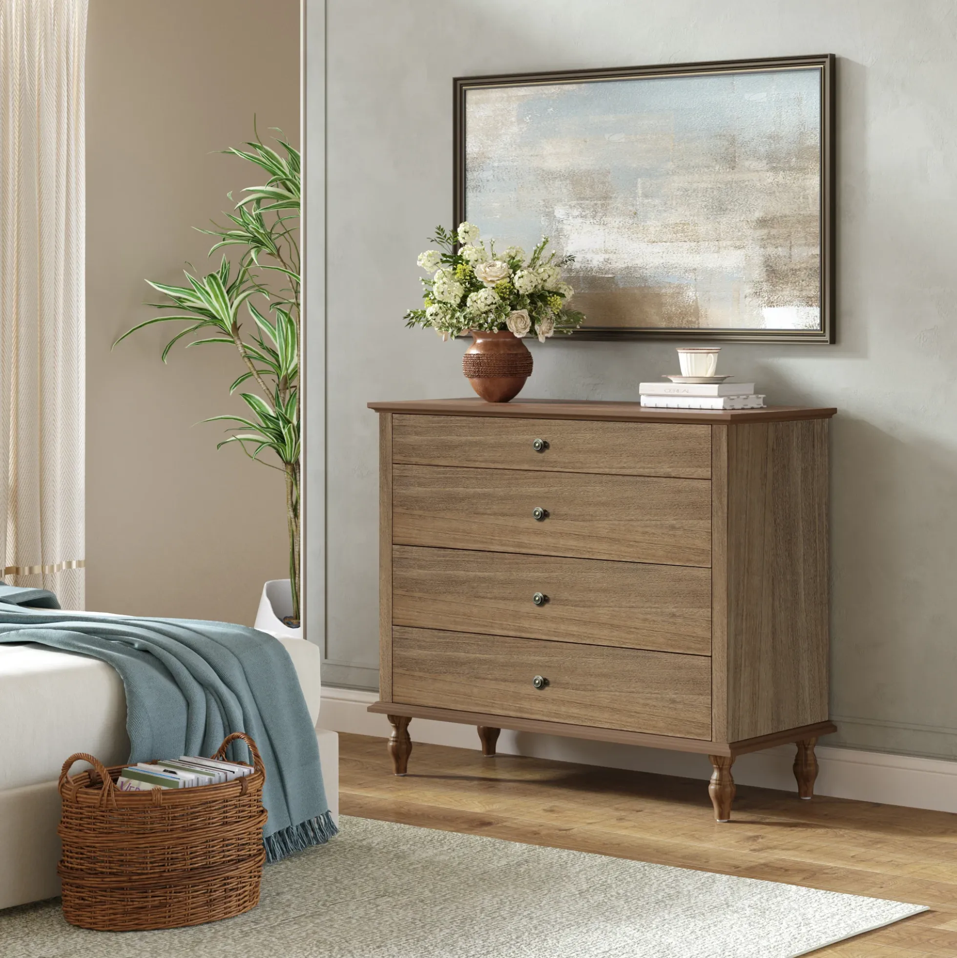 Classic Modern Wide 4-Drawer Chest Dresser