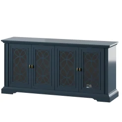 Classic Tempered Glass Design Doors TV Stand Media Console