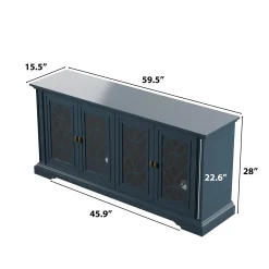 Classic Tempered Glass Design Doors TV Stand Media Console