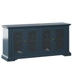 Classic Tempered Glass Design Doors TV Stand Media Console
