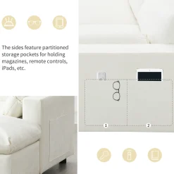 Cloud Modular Sectional Sofa with Storage Pockets and 2 Movable Ottomans